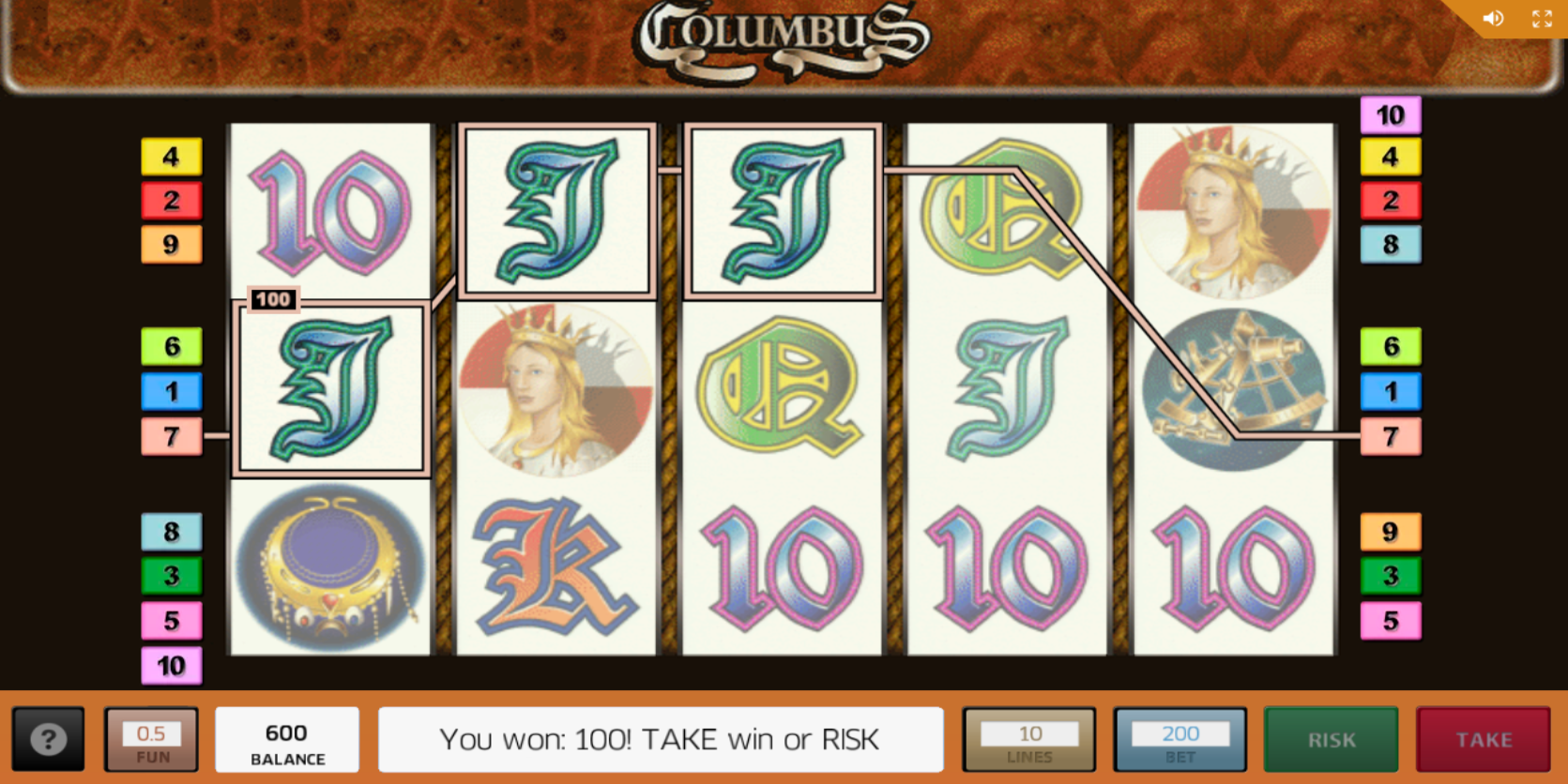 Columbus slot game Risk or Take Columbus slot game Risk or Take