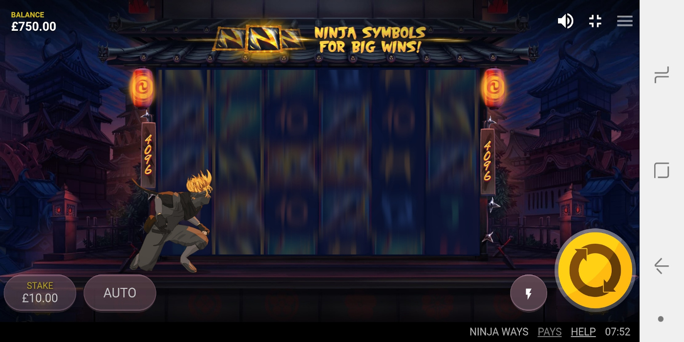 Ninja Ways slot game Ninja special effect playing on phone