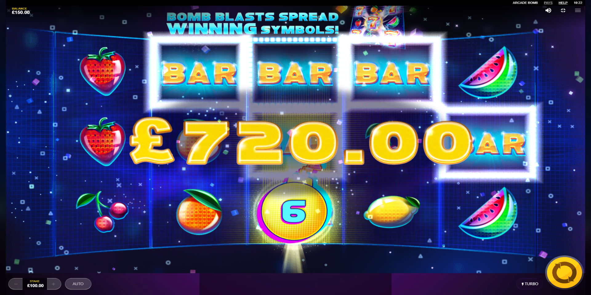 Arcade Bomb slot game Gameplay WIN BAR symbols Arcade Bomb slot game Gameplay WIN BAR symbols