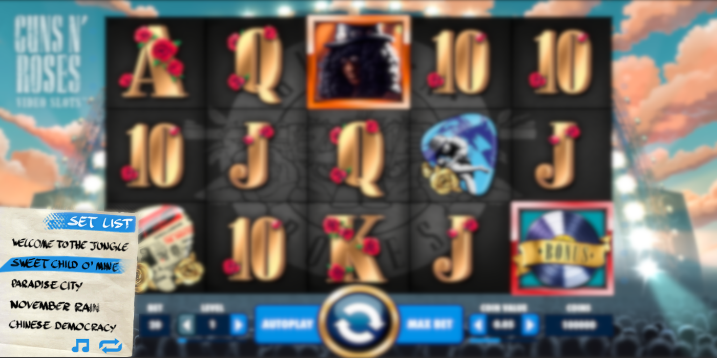 Guns N Roses slot game Select your favorite song
