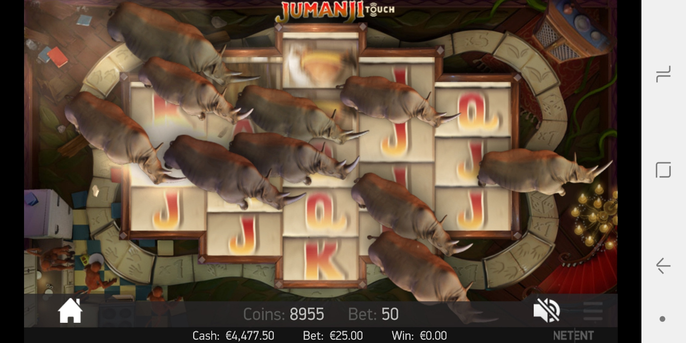 Jumanji online casino slot game Wild Stampede feature - Mobile gameplay