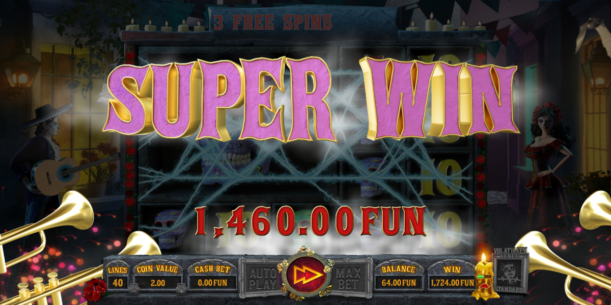 Los Muertos slot game Super Win during Free Spins Los Muertos slot game Super Win during Free Spins