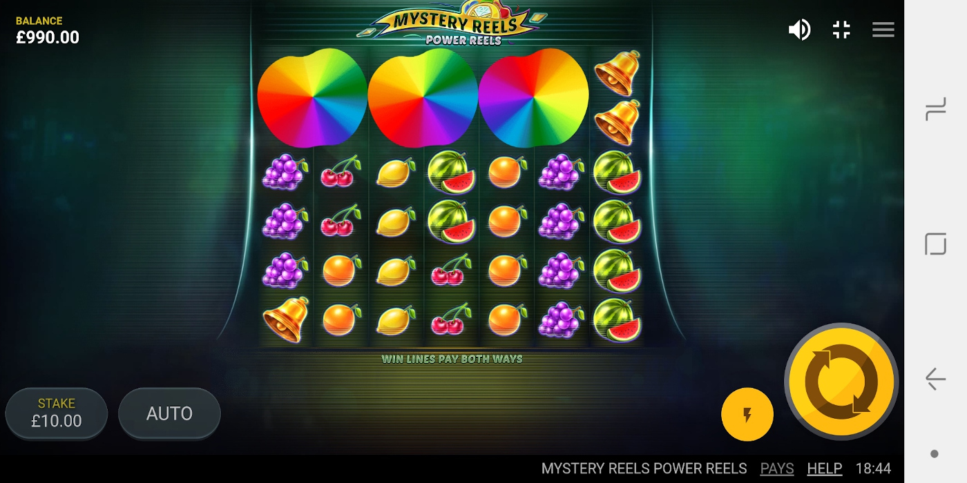 Mystery Reels Power Reels slot game Special symbols during gameplay on a mobile device