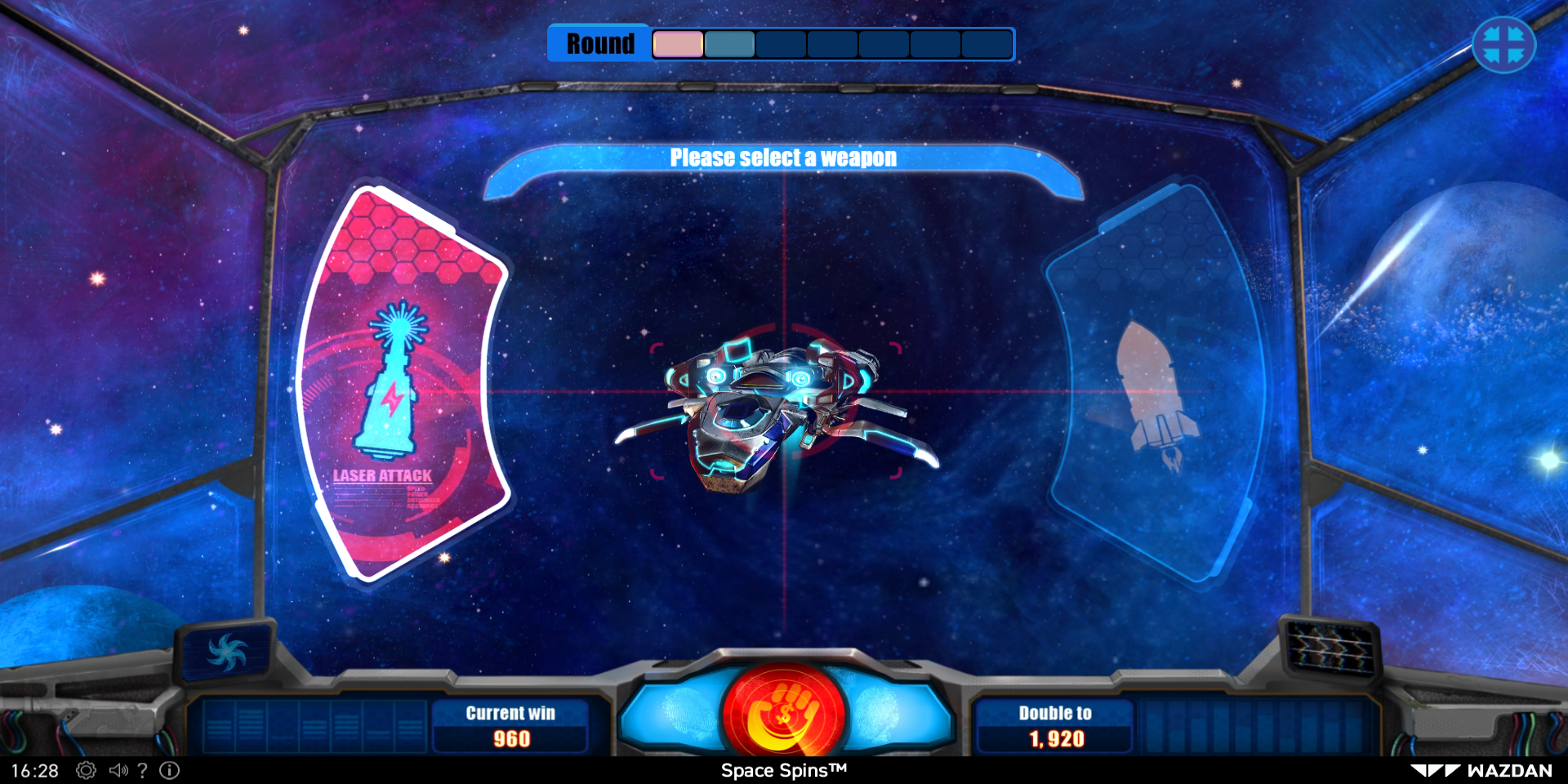 Space Spins game Gamble feature select a weapon Space Spins game Gamble feature select a weapon