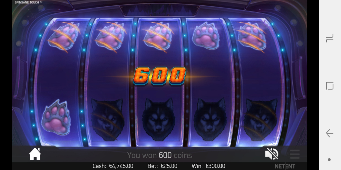 Spinsane slot game Android device gameplay