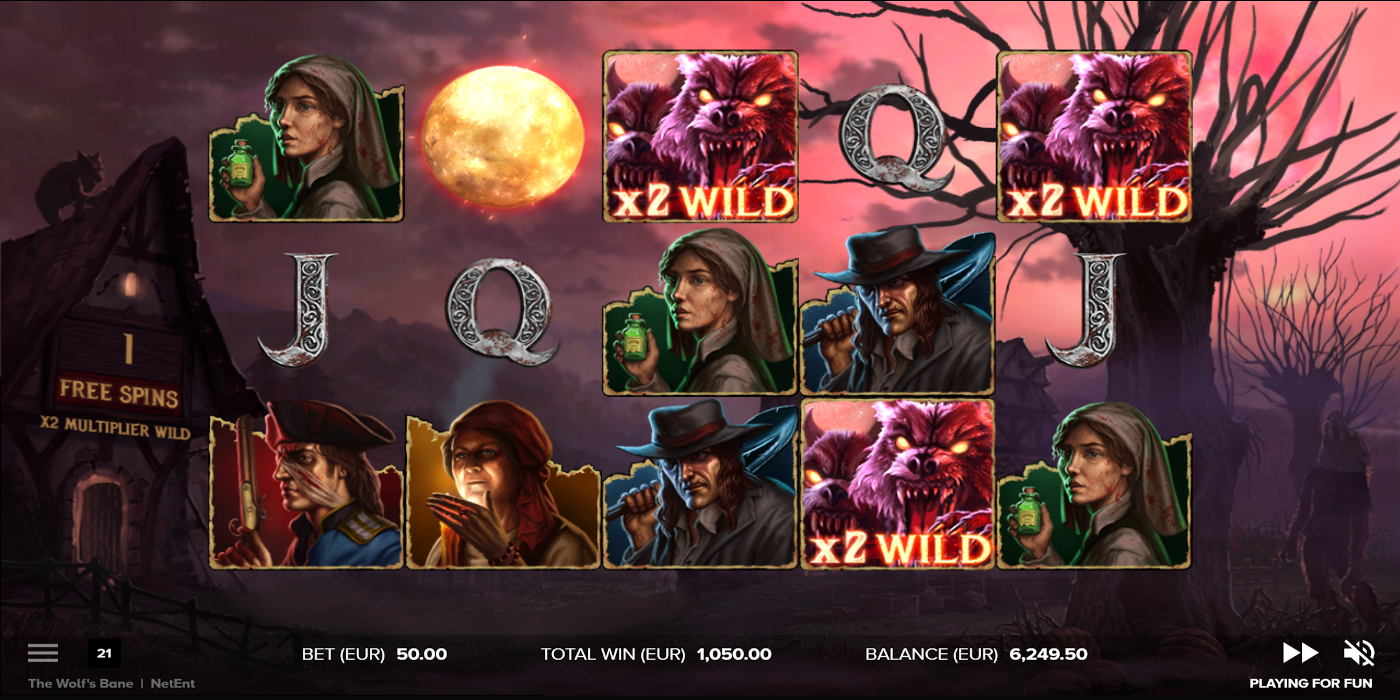The Wolf's Bane slot game Free Spins Gameplay with x2 Multiplier Wild