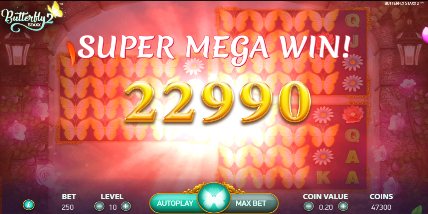 Butterfly Staxx 2 slot game Super Mega Win