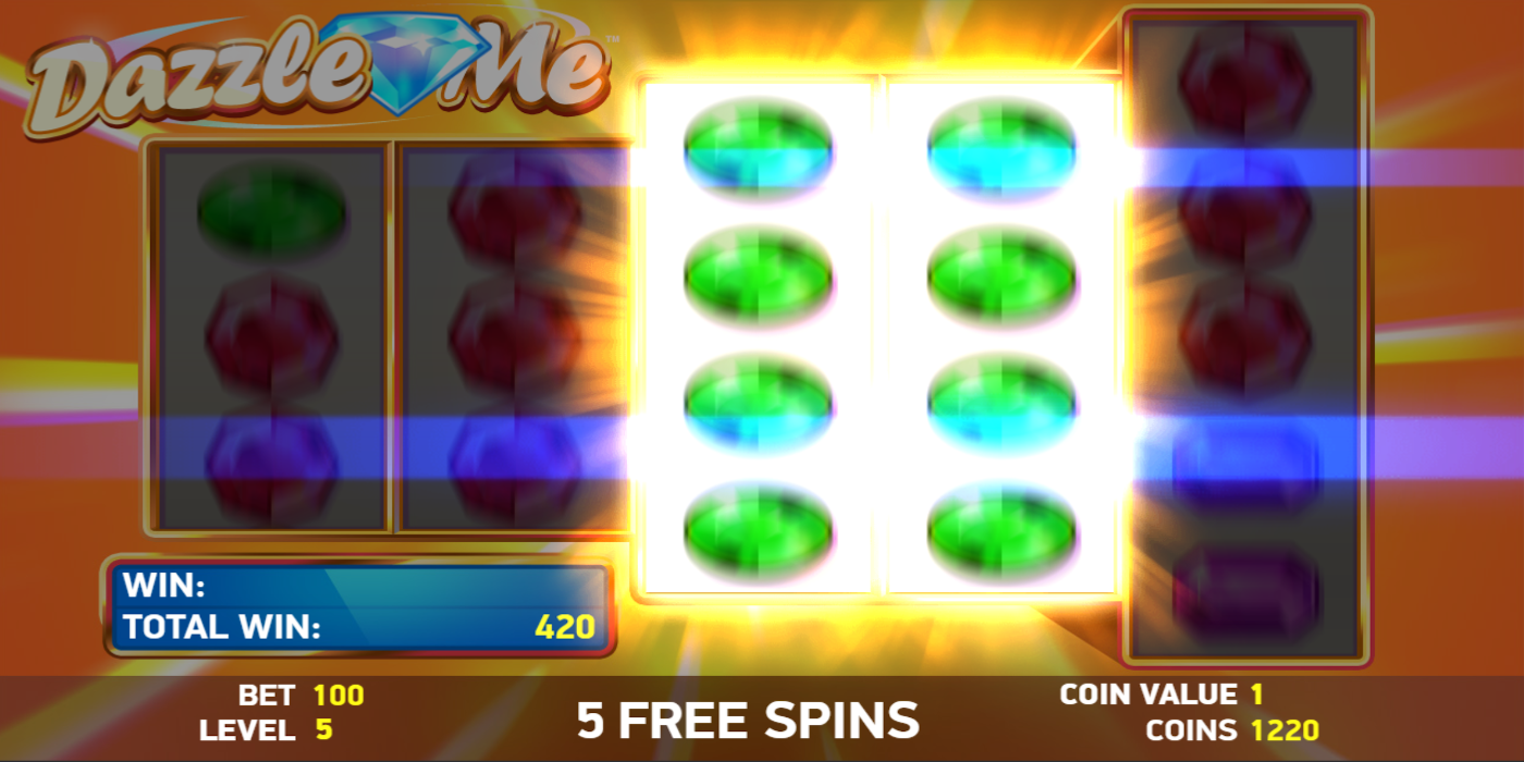 Dazzle Me slot game Linked Reels feature during Free Spin round Dazzle Me slot game Linked Reels feature during Free Spin round