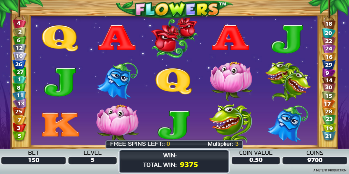 Flowers slot game Free Spins Gameplay