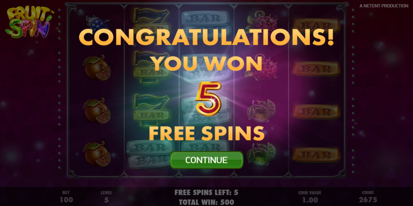Fruit Spin slot game Free Spins Won