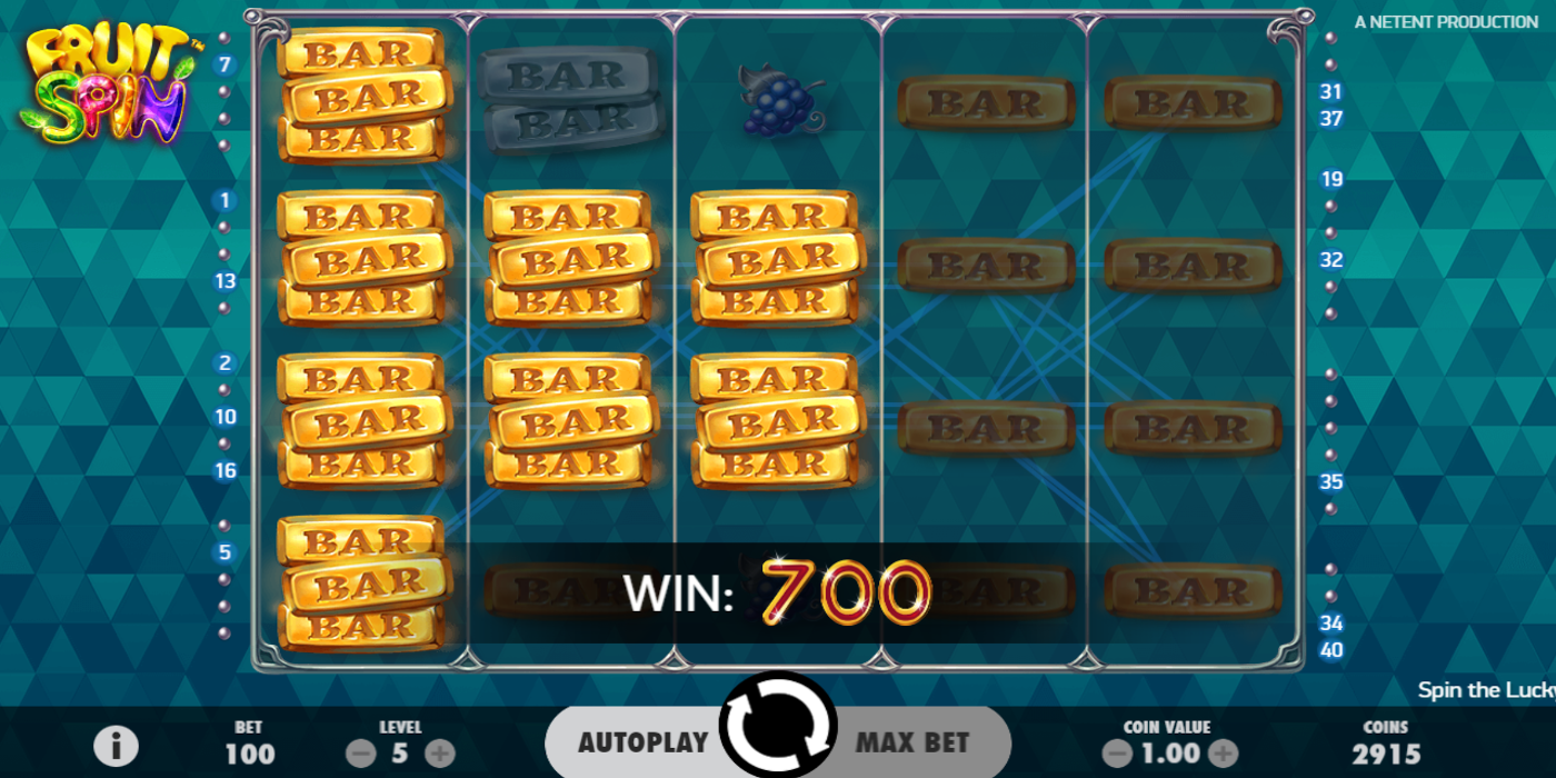 Fruit Spin slot game Golden Bars Symbols Win