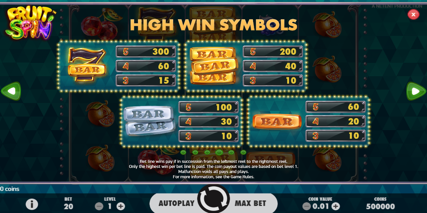 Fruit Spin slot game High Win Symbols
