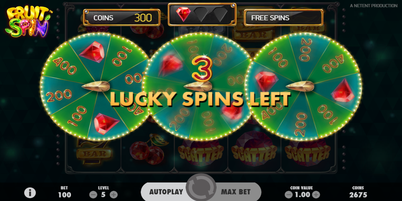 Fruit Spin slot game Lucky Wheels feature activated
