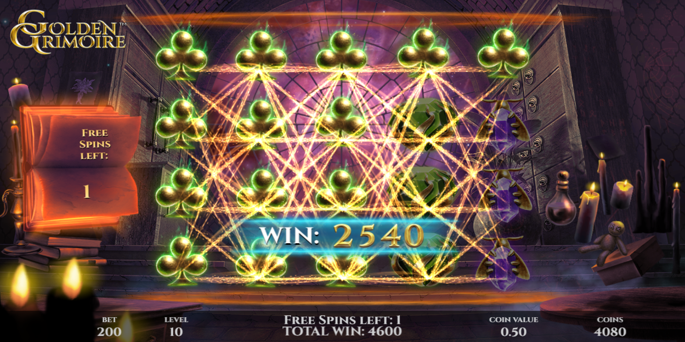 Golden Grimoire slot game Big Win during Free Spins Golden Grimoire slot game Big Win during Free Spins