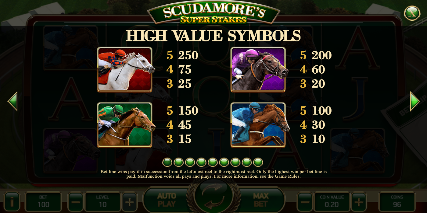 Scudamore's Super Stakes slot game High value Symbols