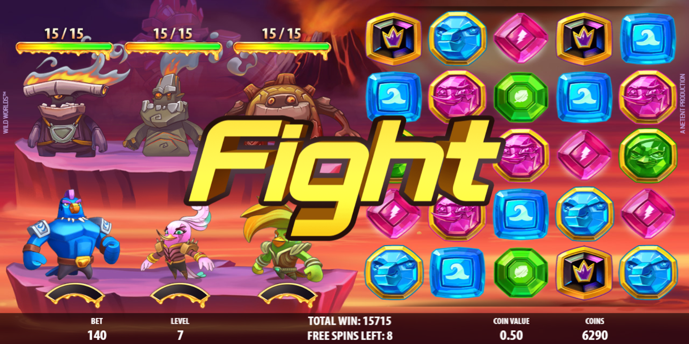 Wild Worlds slot game Fire World during Free Spins round Wild Worlds slot game Fire World during Free Spins round