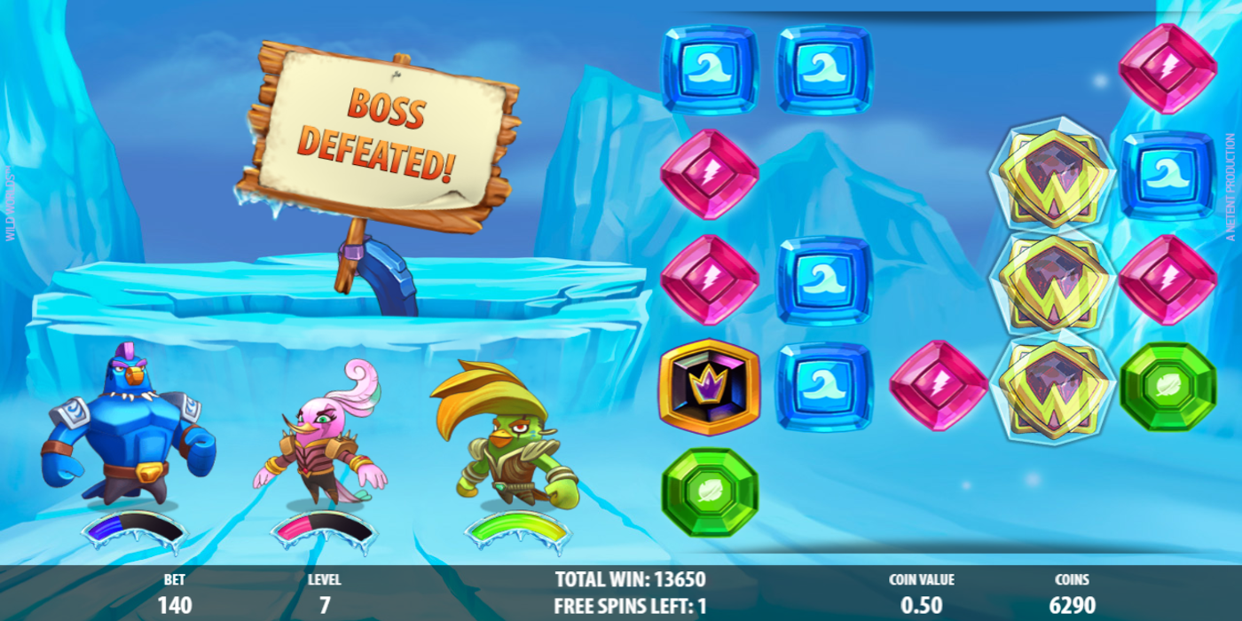 Wild Worlds slot game Ice World Boss defeated Wild Worlds slot game Ice World Boss defeated