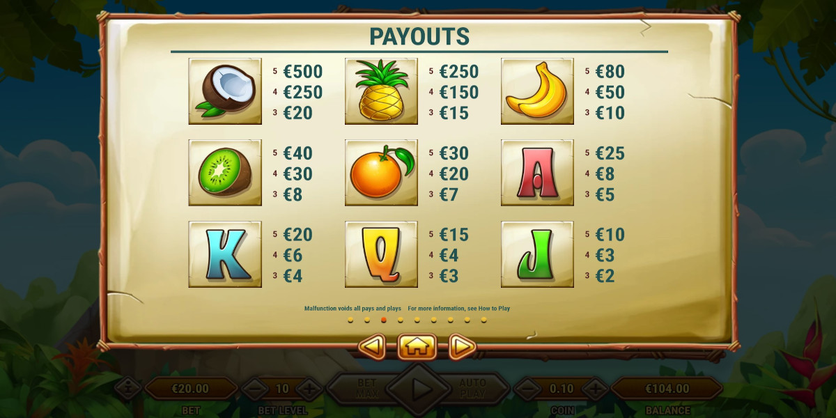 Mount Mazuma slot game Paytable