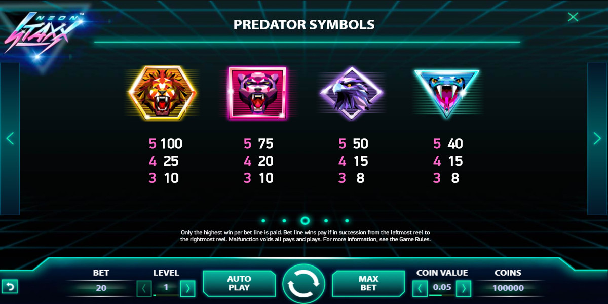 Neon Staxx slot game Predator Symbols