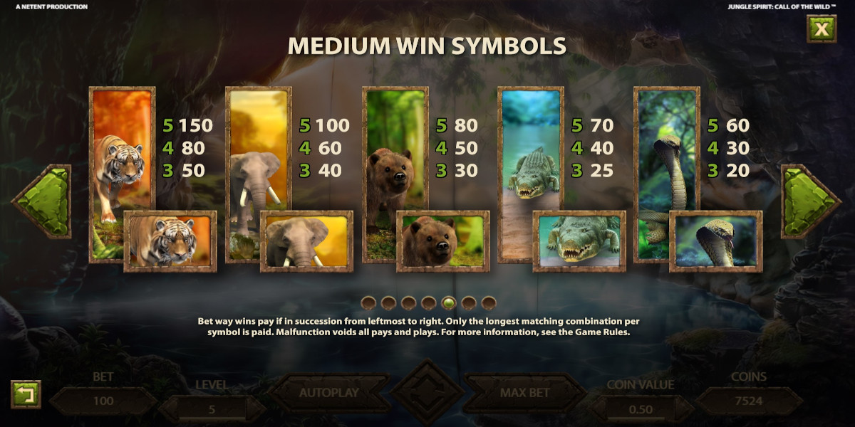 Online Jungle Spirit casino slot game Medium Win symbols
