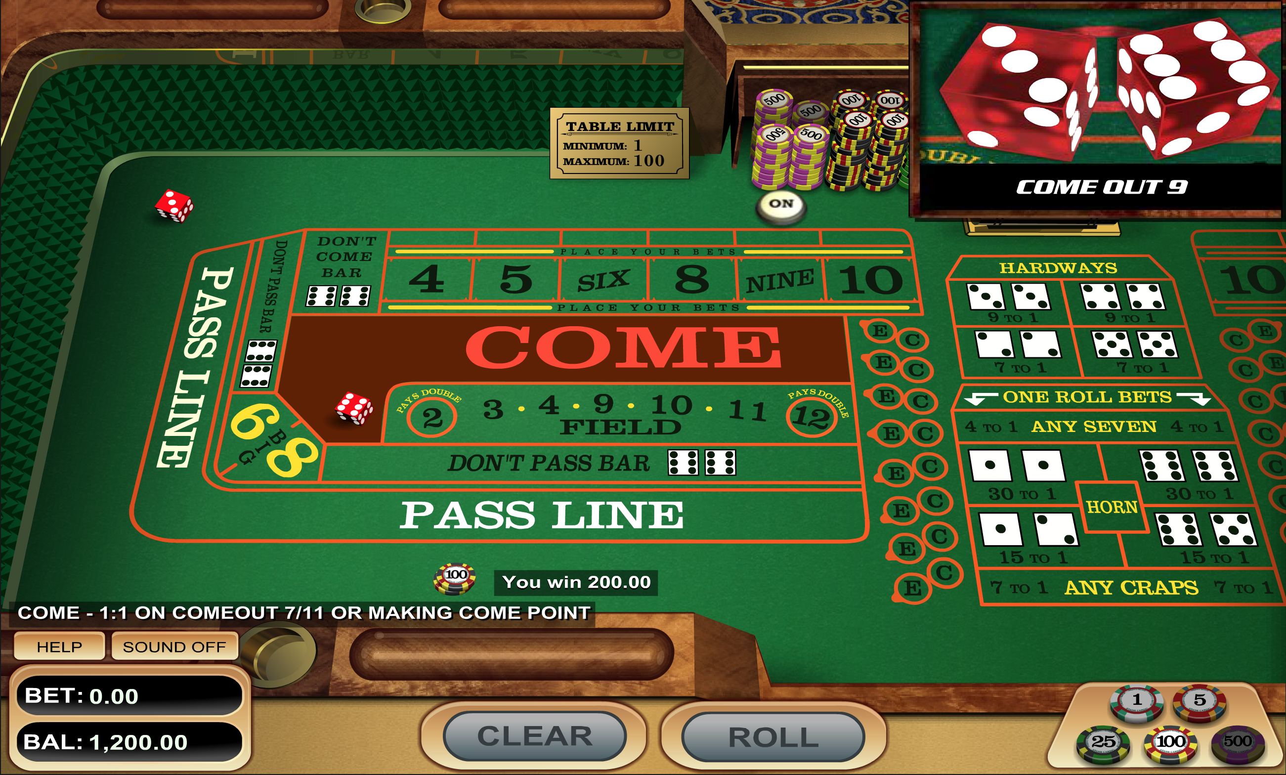 playing dice-craps rules