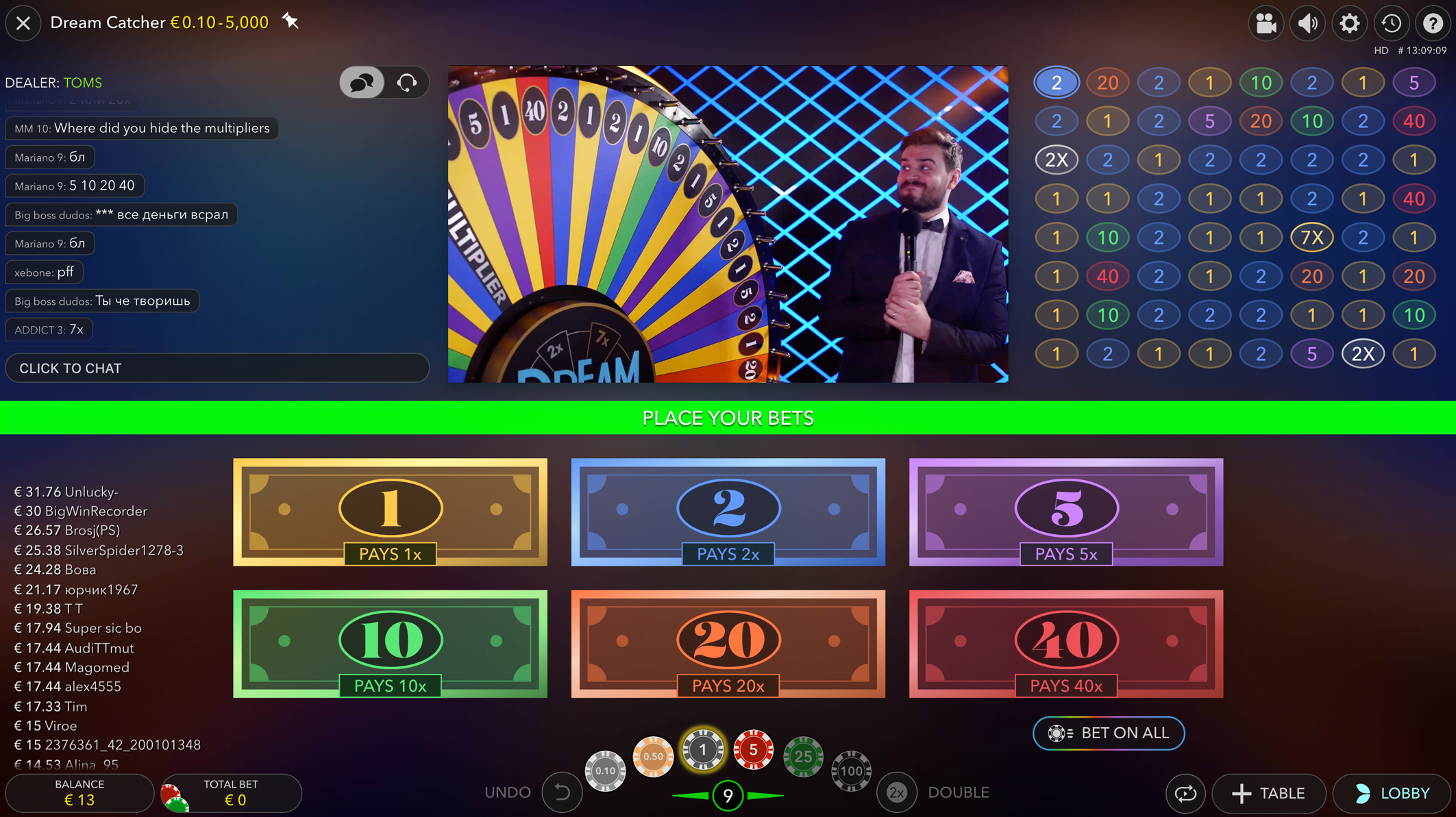 Live casino dream catcher betting - money wheel casino game