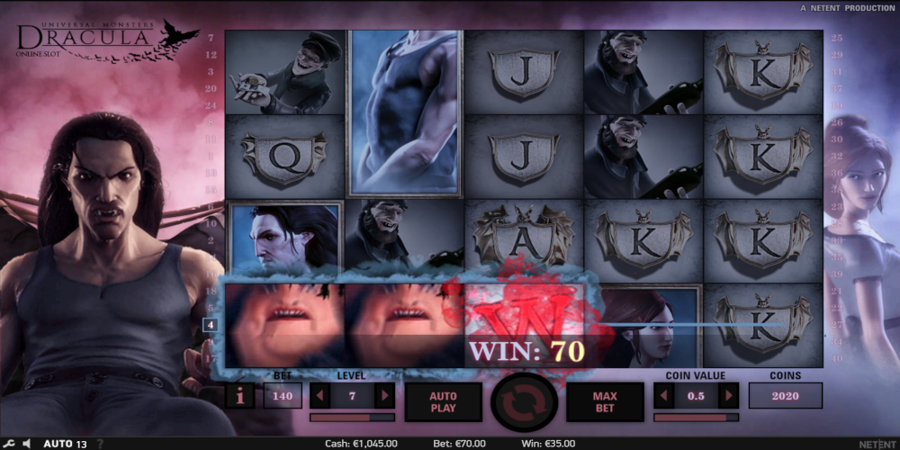 Dracula slot by NetEnt game Wild feature