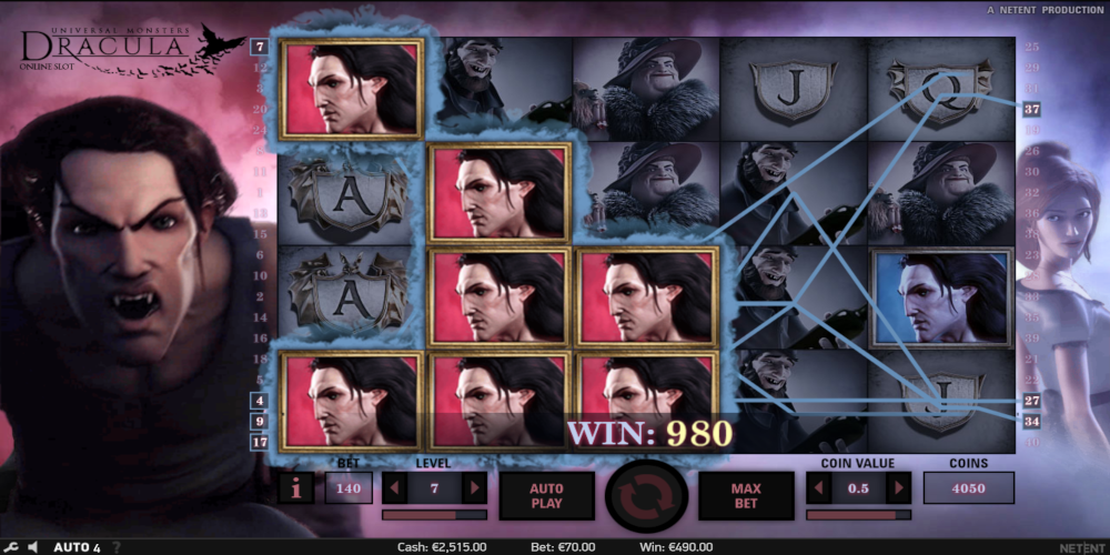 Dracula slot machine Win