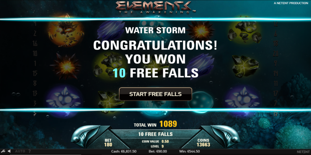 Elements The Awakening slot game Free Falls
