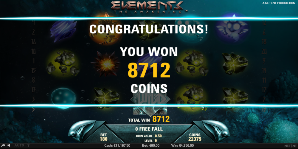 Elements The Awakening slot game Win