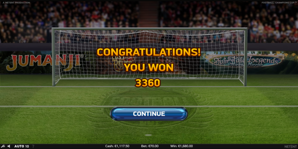 Football Champions Cup slot game Win during Bonus game