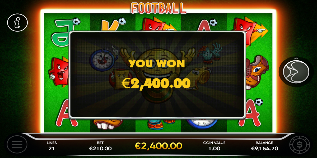Football slot game Big Win during Free Spins