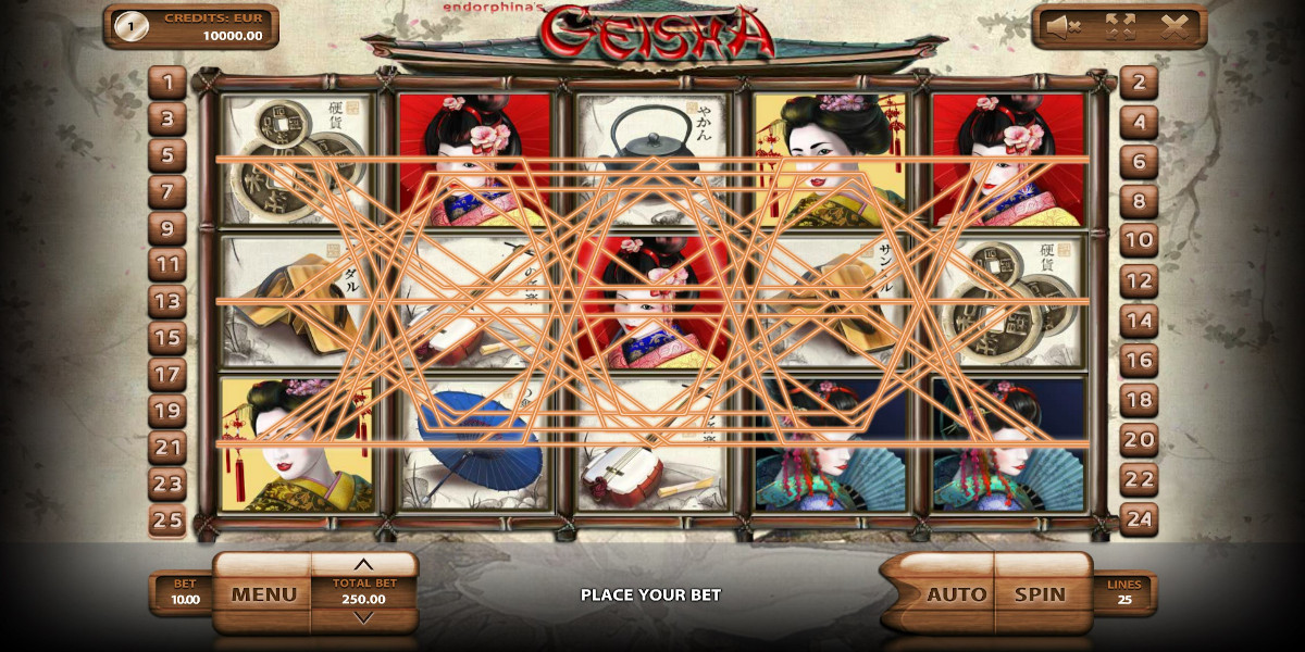 Geisha slot game has 25 paylines