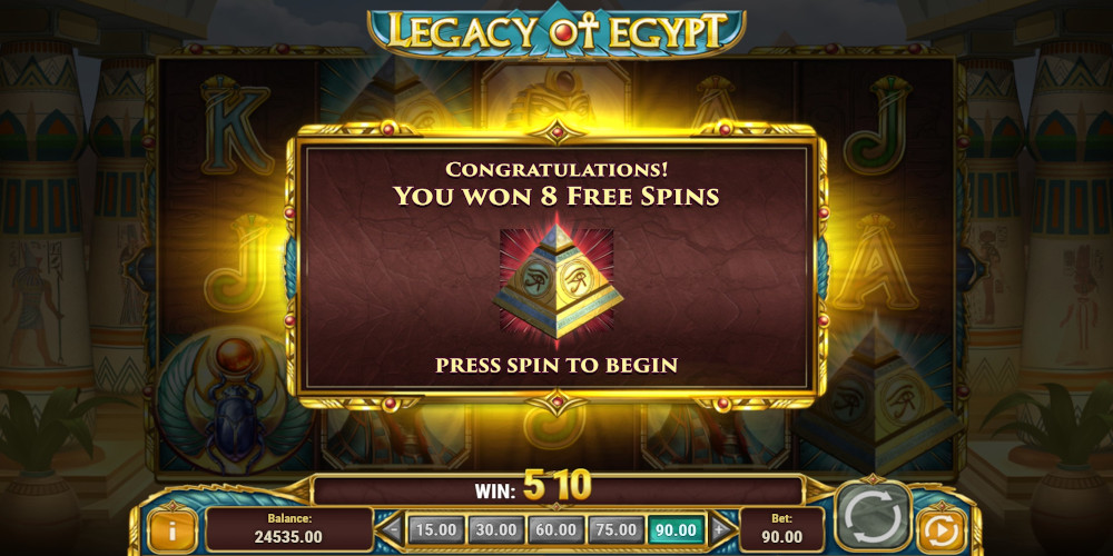 Legacy of Egypt online casino slot Free Spins won