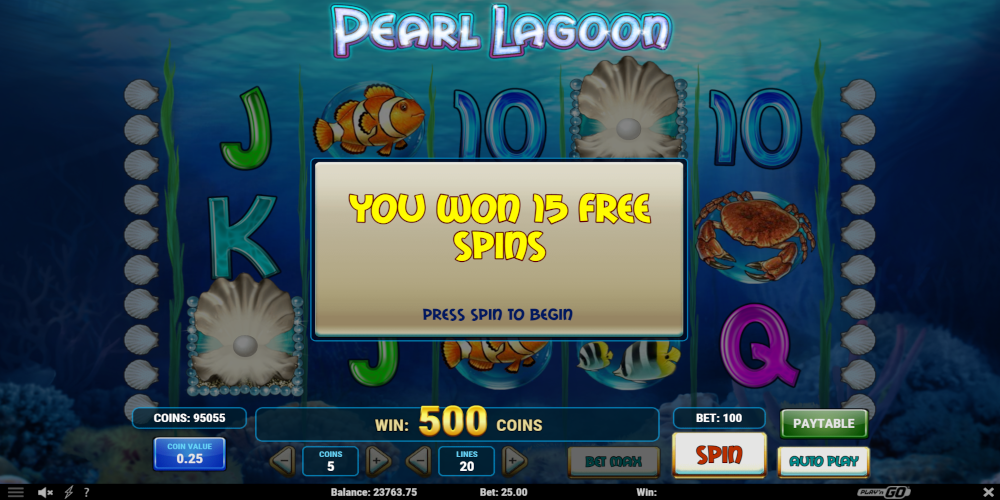 Pearl Lagoon casino slot game Free Spin