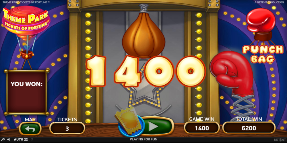 Theme Park Tickets of Fortune slot game Punch Bag feature