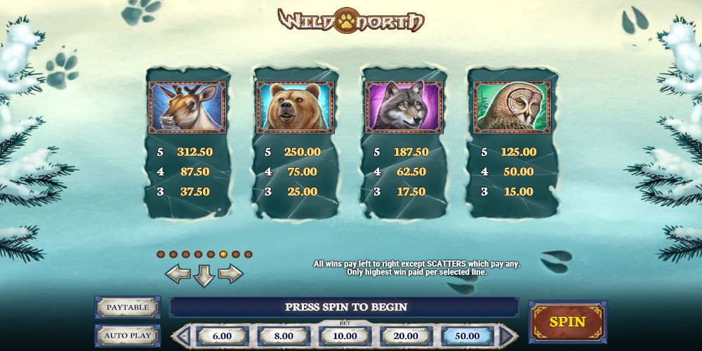 Wild North slot game PayTable Wild North slot game PayTable