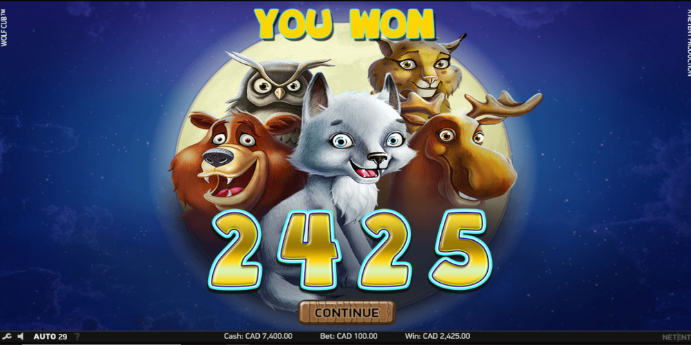 Wolf Cub slot game Win during Free Spin