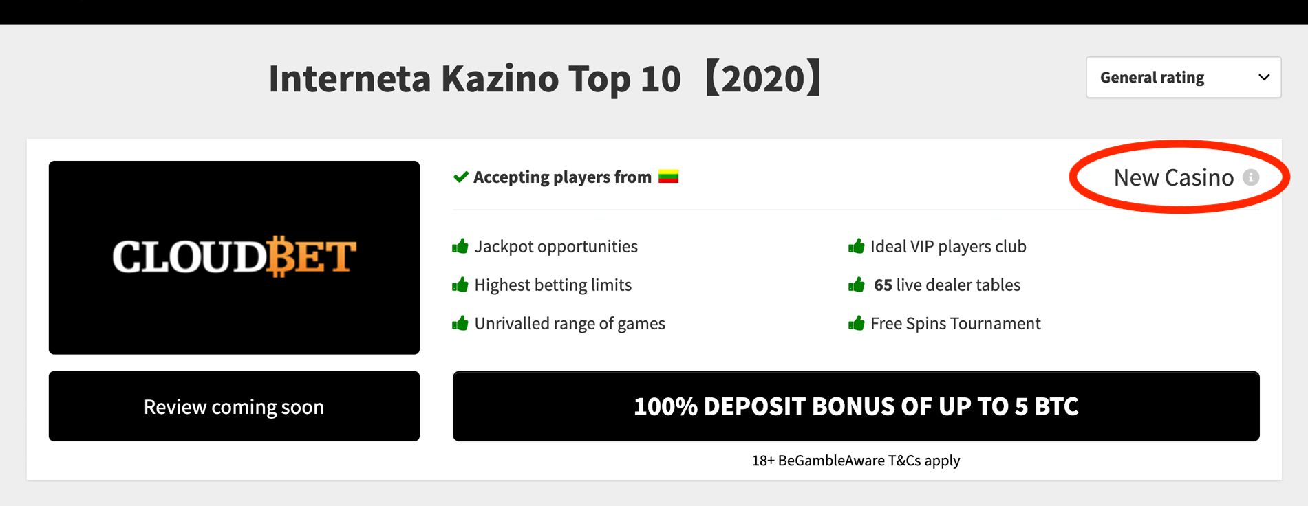 Casino marking as New Company in online casino rating list Casino marking as New Company in online casino rating list