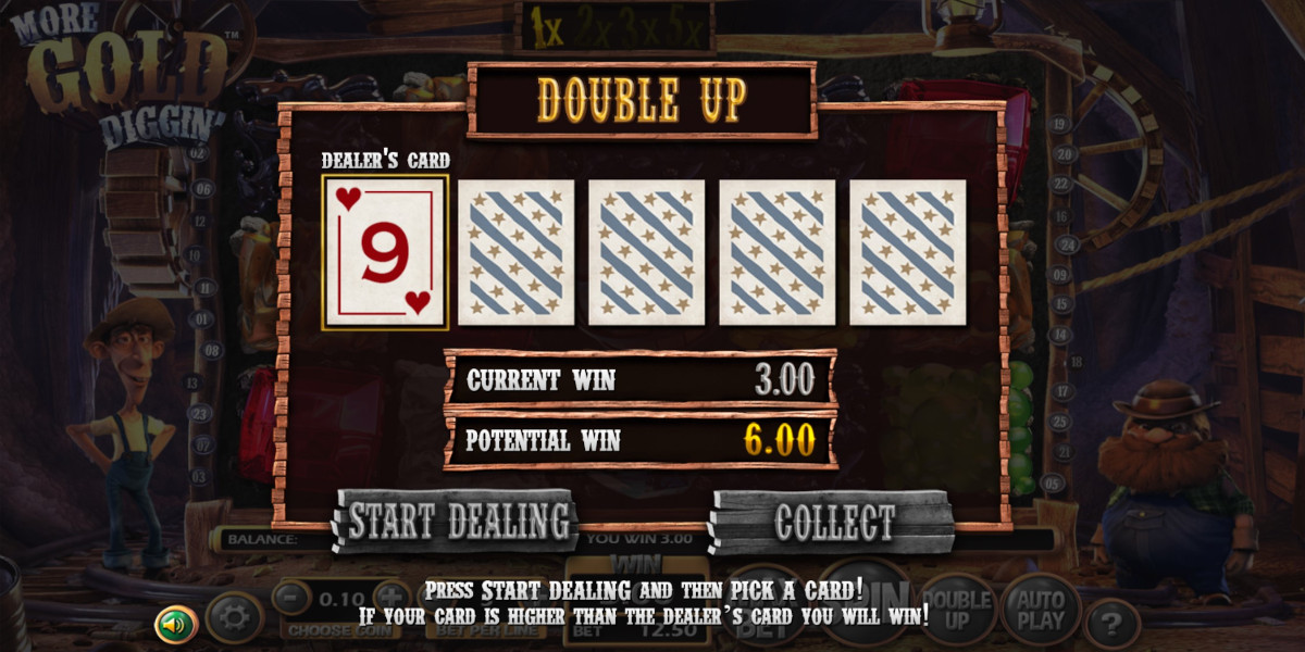 More Gold Diggin' slot game Risk game feature let you Double your Win