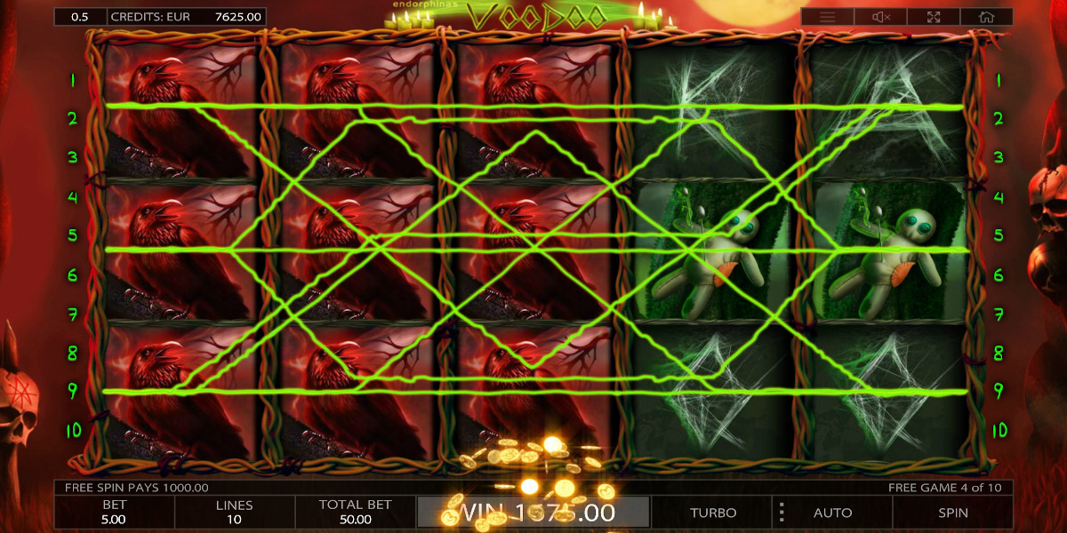 Voodoo slot game Big Win during Free Games