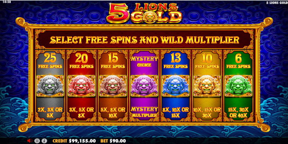 5 Lions Gold casino slot game Free Spin