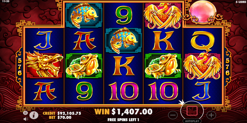 5 Lions slot game During Free Spins 5 Lions slot game During Free Spins