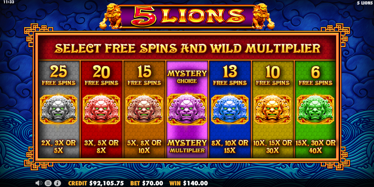 5 Lions slot game Free Spins options 5 Lions slot game Free Spins options