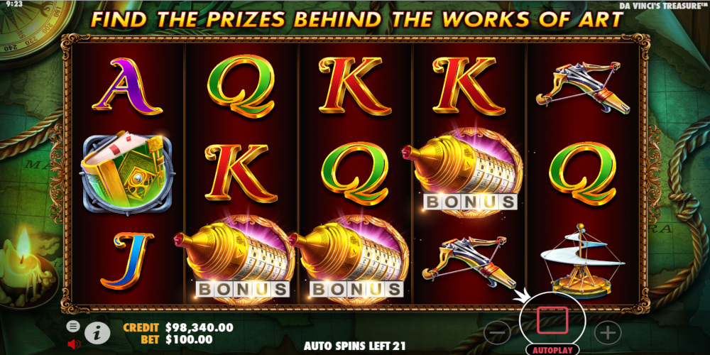 Da Vinci's Treasure slot game Bonus