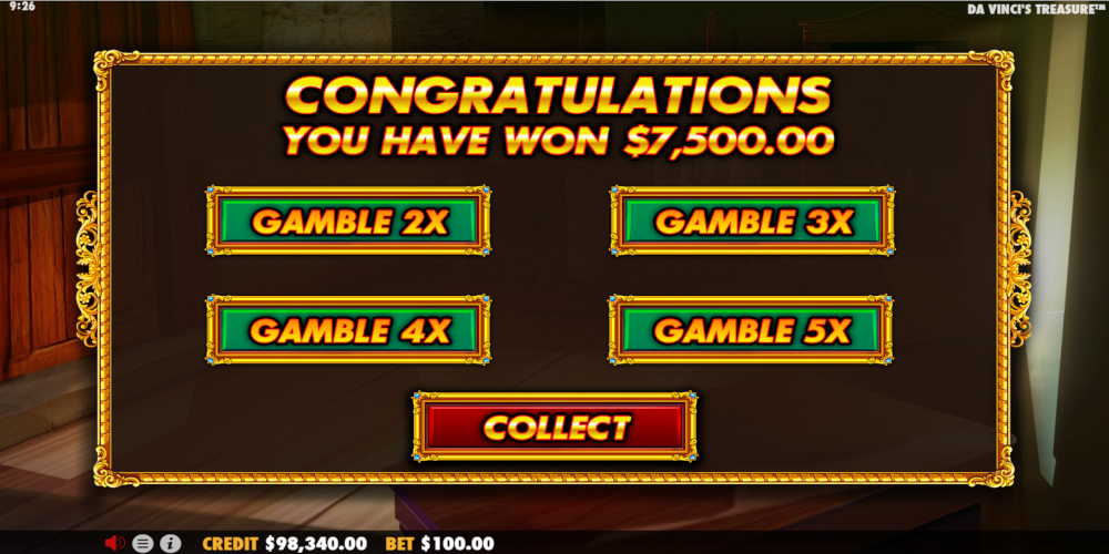 Da Vinci's Treasure slot game Win