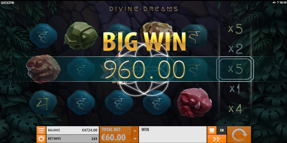 Divine Dreams slot game Big Win