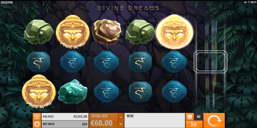 Divine Dreams slot game Three Scatters give you Free Spins feature