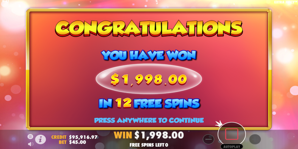 Extra Juicy slot game Big Win