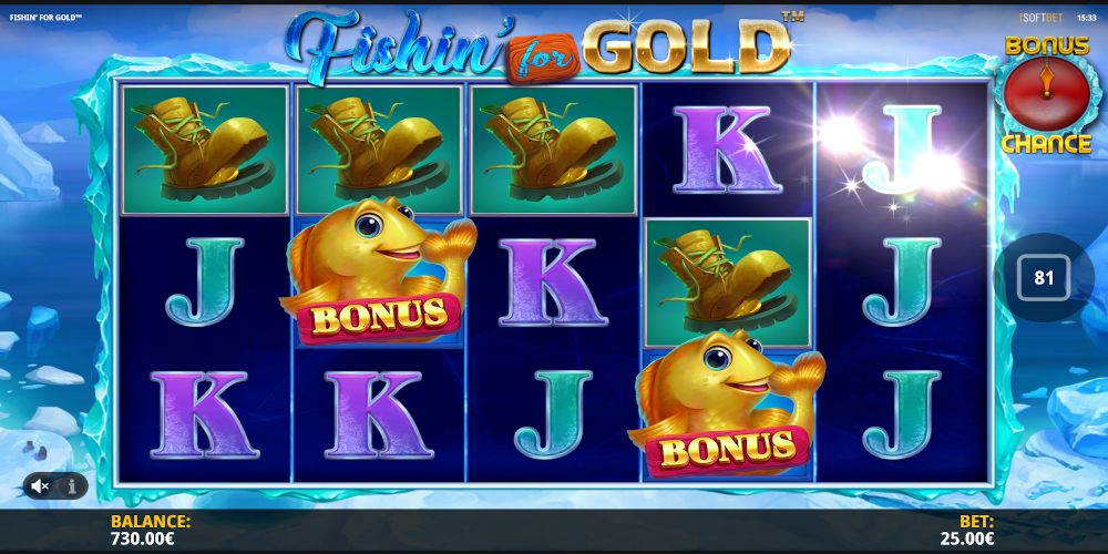 Fishing for Gold slot game has Bonus game feature Fishing for Gold slot game has Bonus game feature